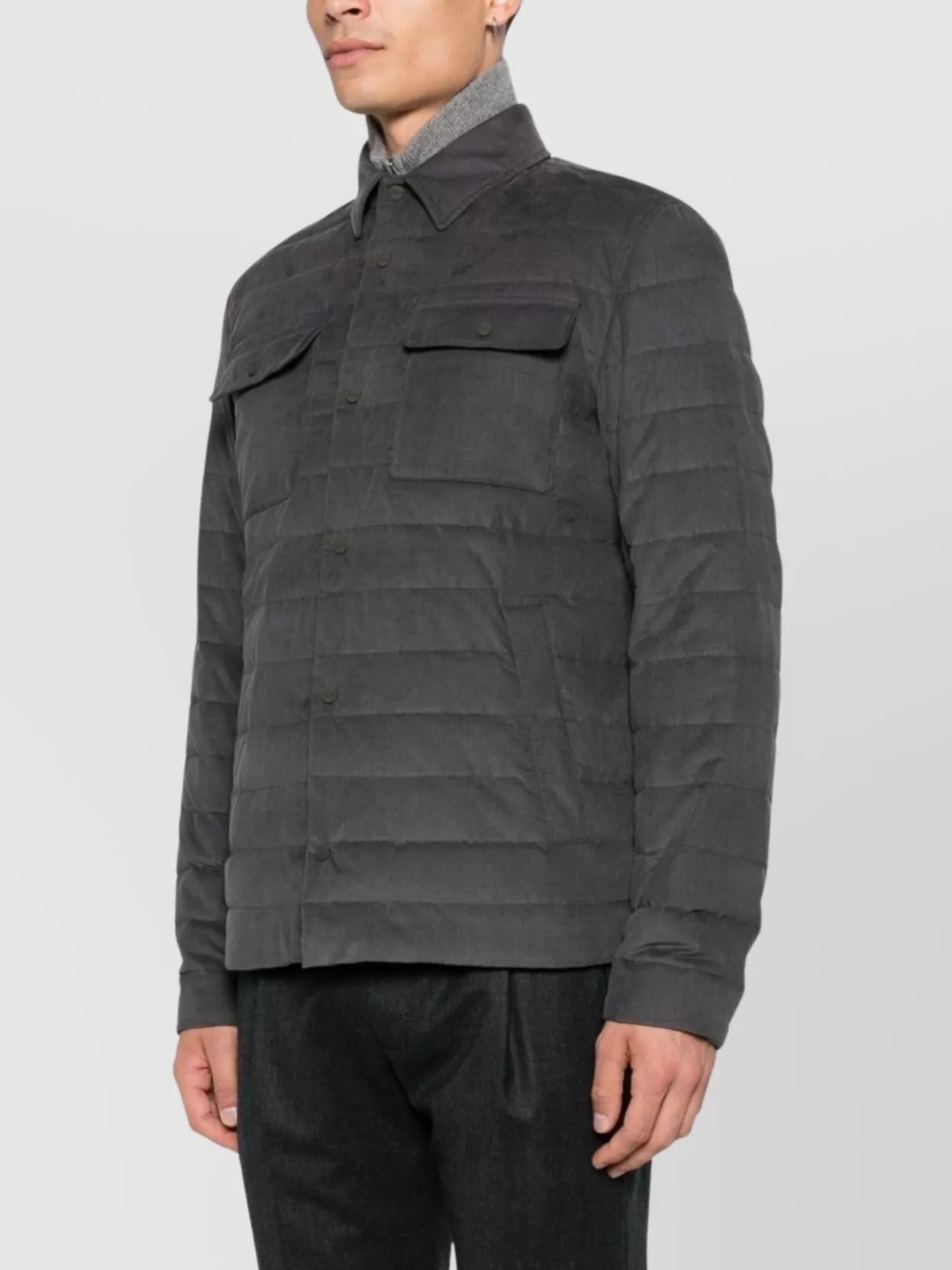 Herno Padded Jackets With Collar And Pockets In Gray
