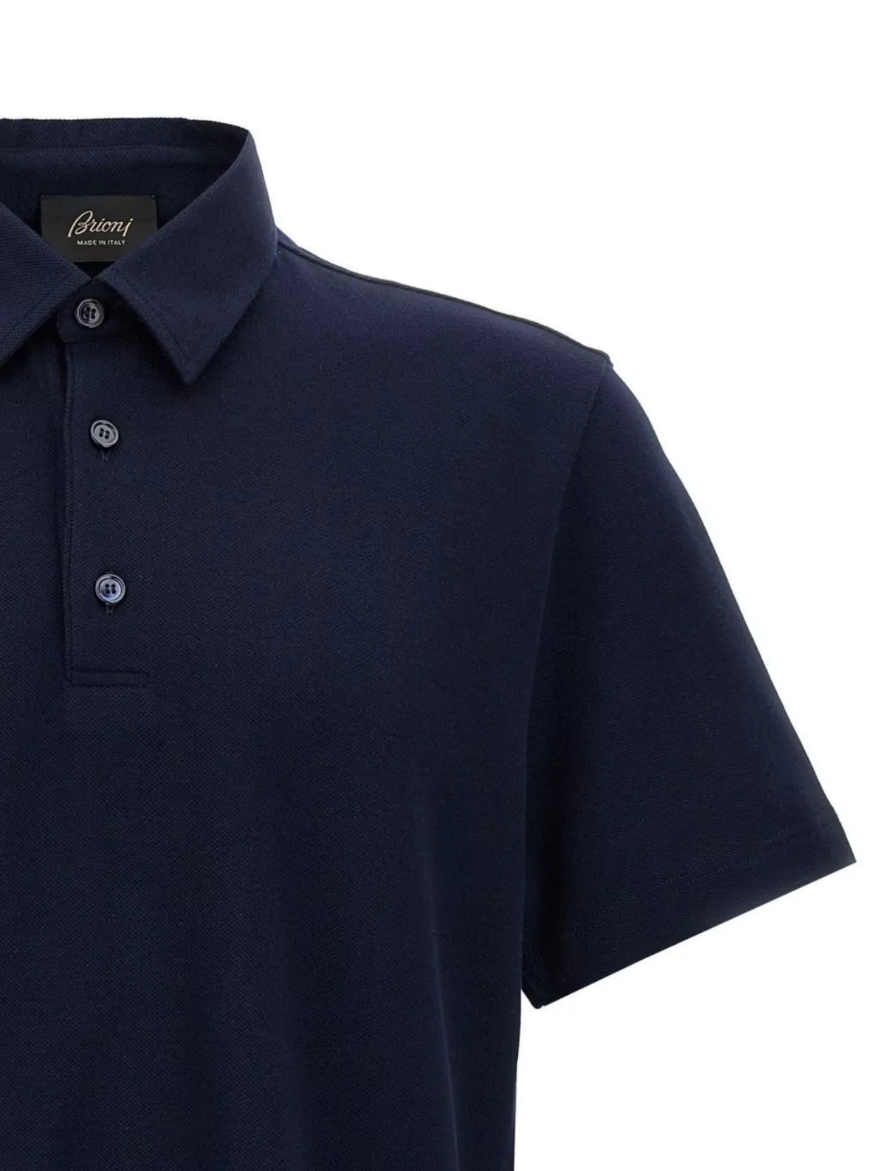 Brioni Short Sleeve Cotton Polo Shirt With Side Slits