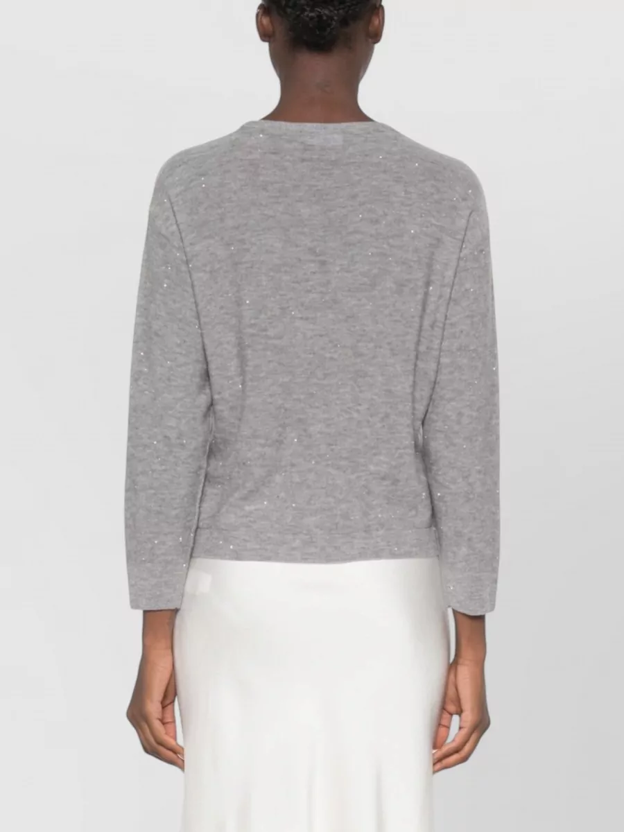 Fabiana Filippi Wool Sequin-Embellished Fine-Knit Crewneck Sweater