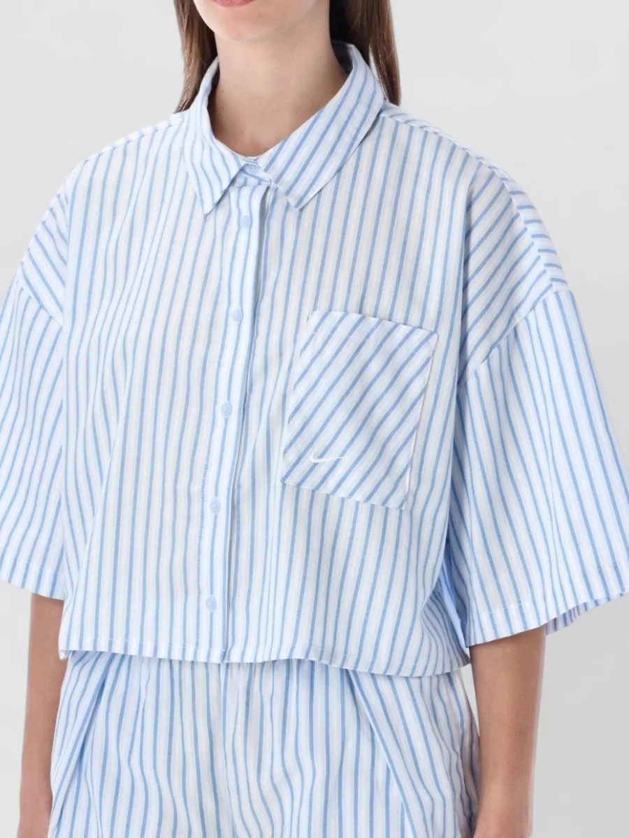 Nike Striped Cotton Oversized Cropped Shirt