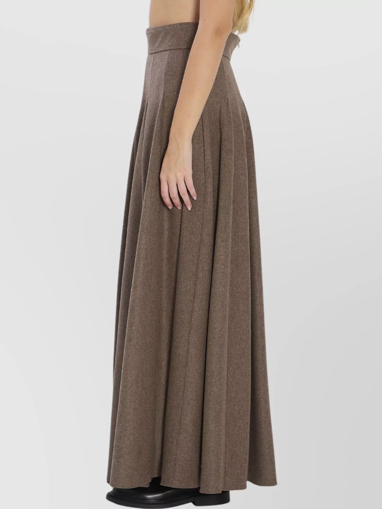 Max Mara High-waisted Pleated Wool Blend Skirt In Brown