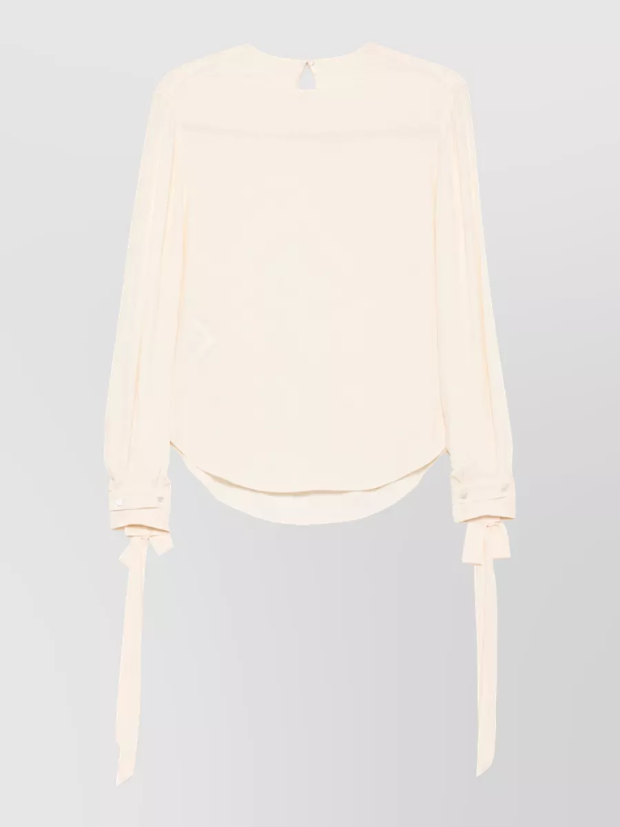 Alberta Ferretti Silk Crepe De Chine Long-Sleeve Blouse