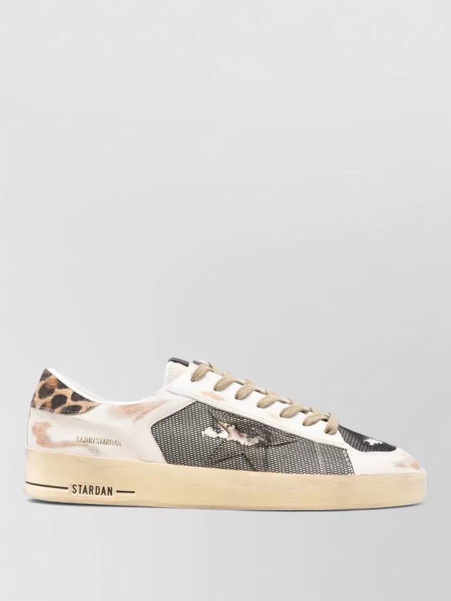 Golden Goose Stardan Sneakers Contrast Panels Mesh Leopard
