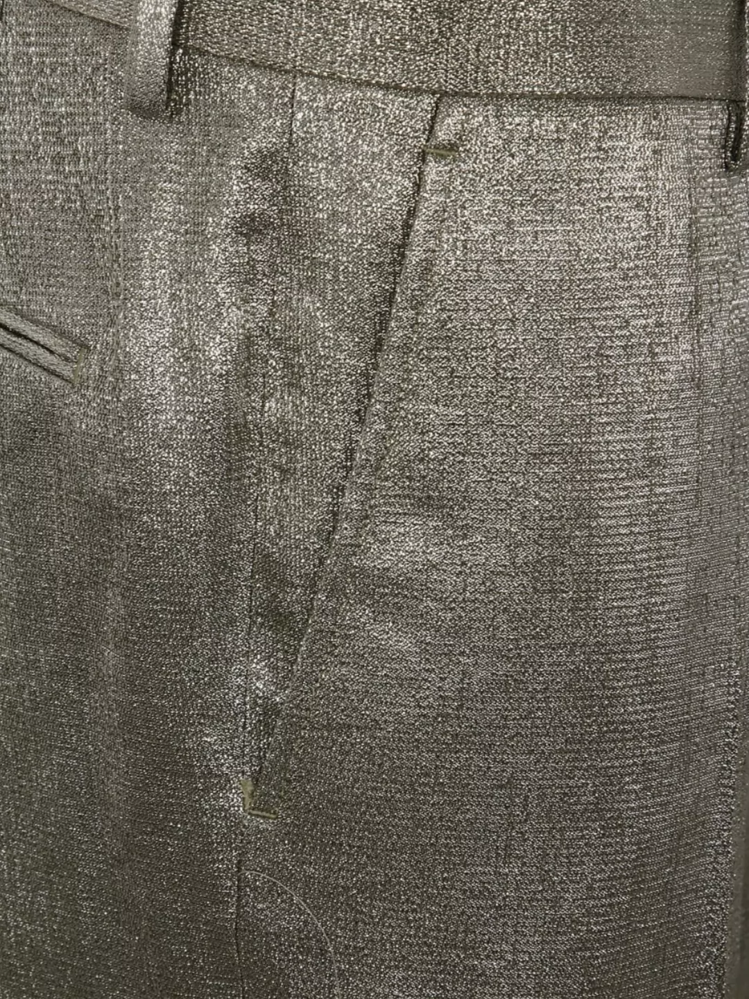 Dries Van Noten Slim Fit Metallic Finish Trousers In Gray