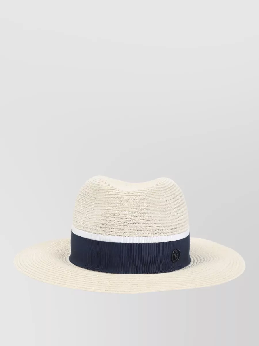 Maison Michel Henrietta Wide Brim Hat Contrast Band