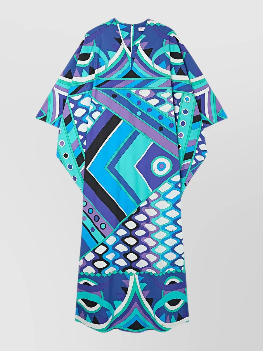 Pucci V-Neck Printed Maxi Kaftan Dress