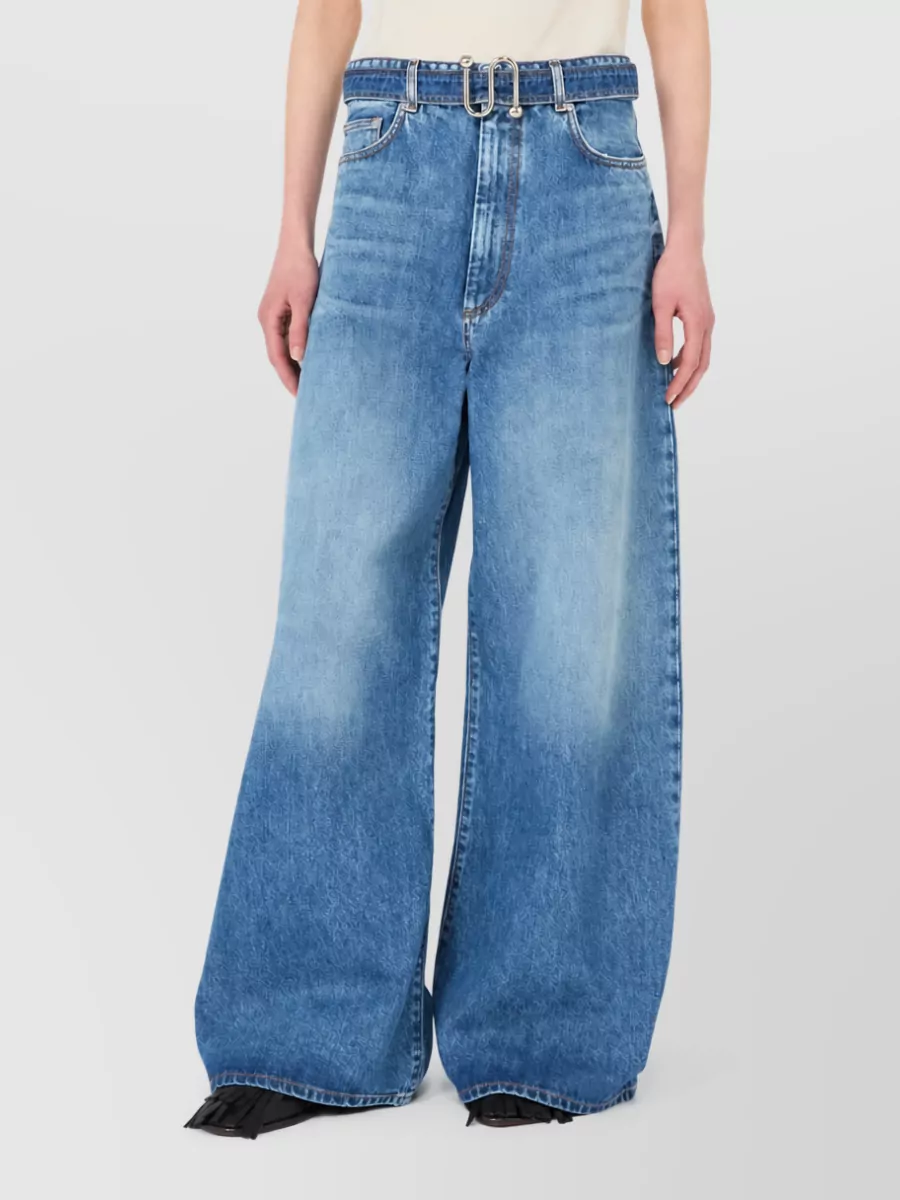 Sportmax Denim Distressed High-Rise Wide-Leg Jeans