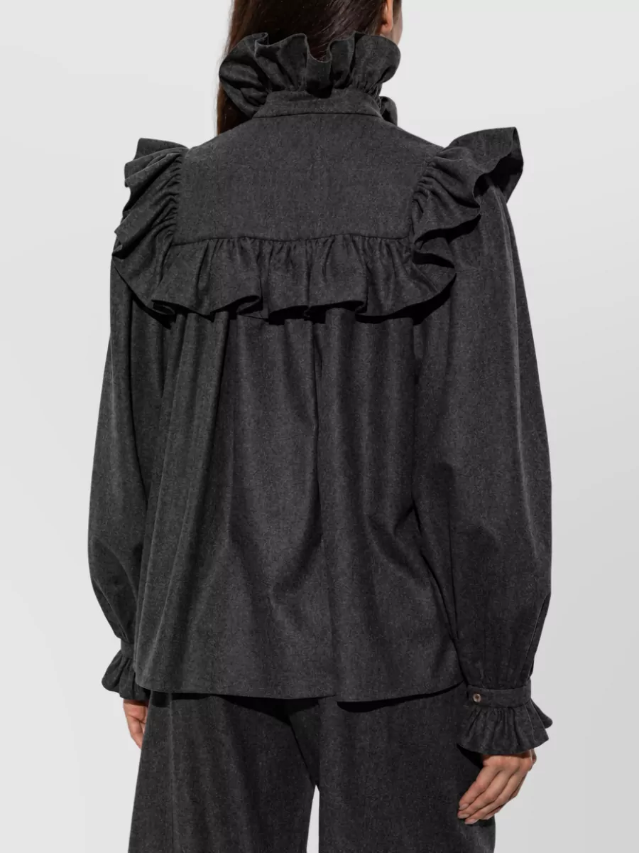 Chloé Wool Cashmere Ruffled Turtleneck Top