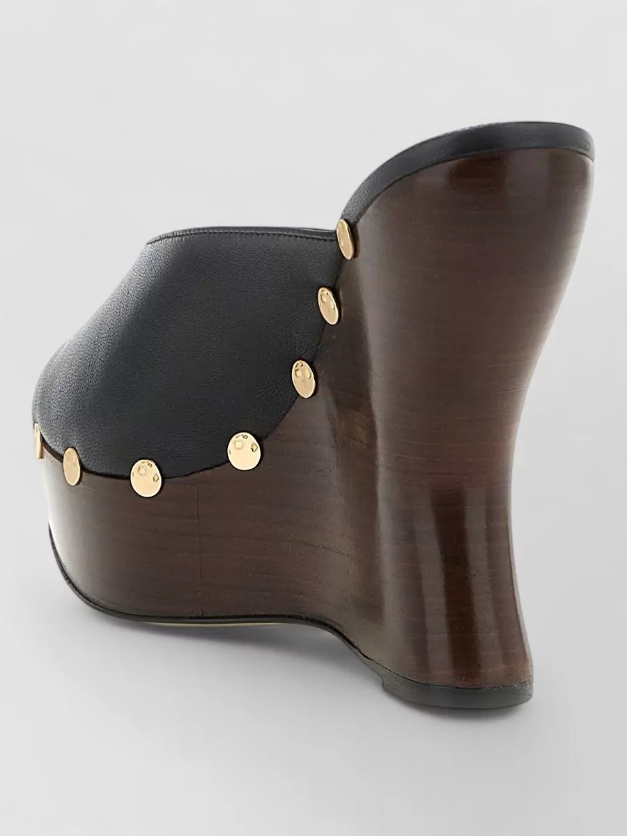 Magda Butrym Leather Studded Wedge Mules