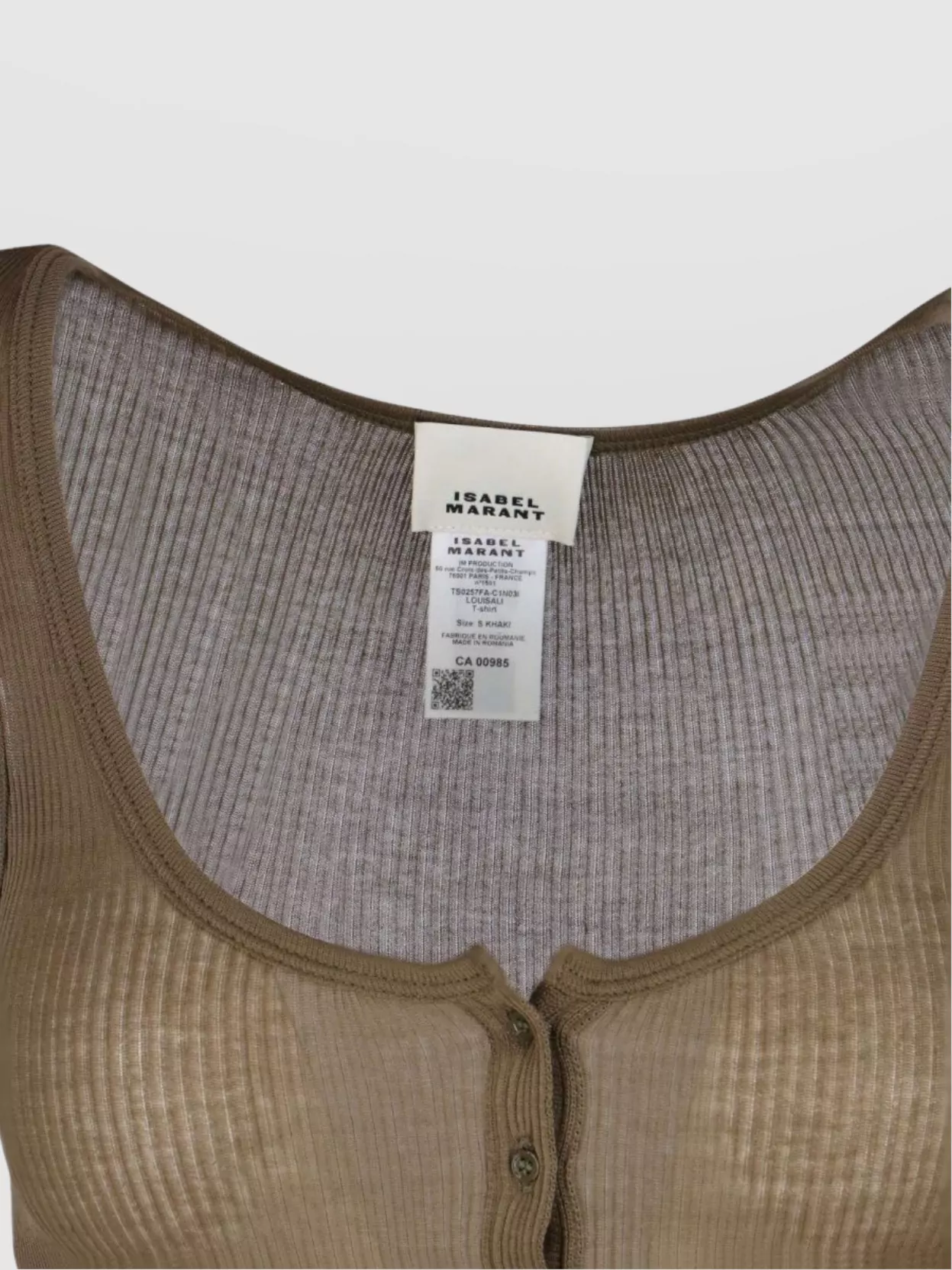 Shop Isabel Marant Sleeve Button Detail Ribbed Scoop Top