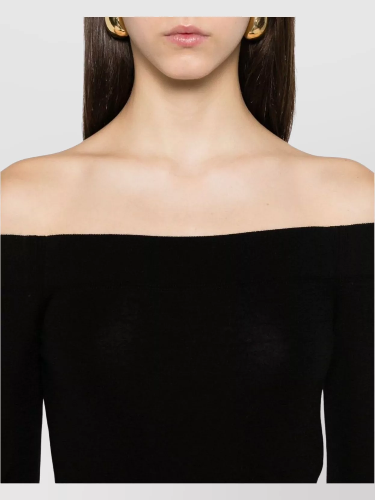 Tom Ford Off-The-Shoulder Ribbed Knitwear Top With Long Sleeves