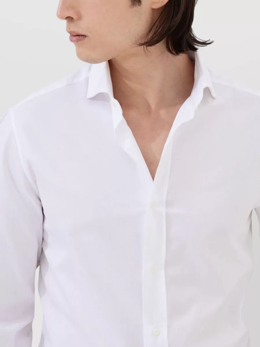 Brunello Cucinelli Button-Down Collar Cotton Shirt With Curved Hem