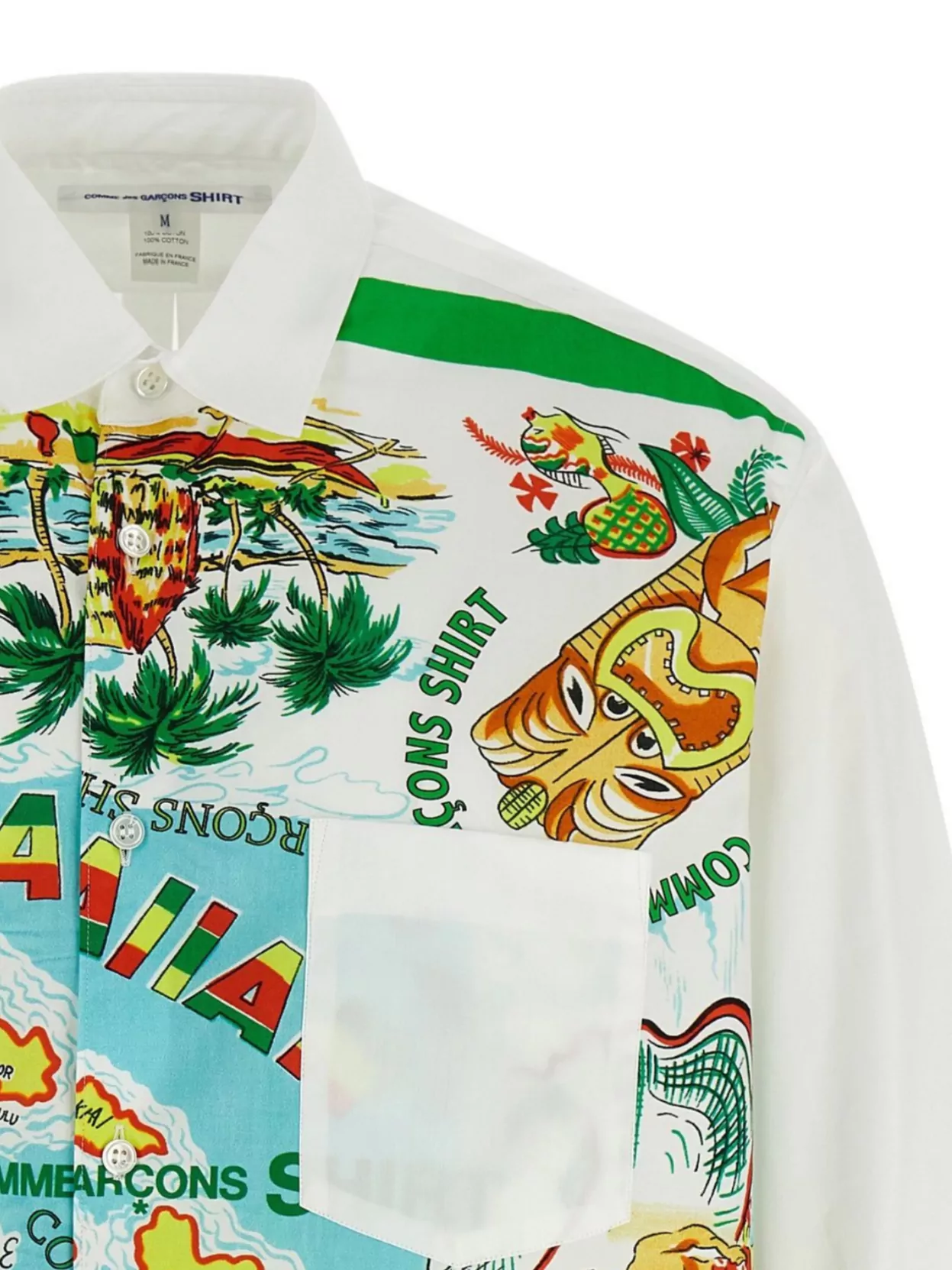 Comme Des Garçons Graphic Print Long Sleeve Cotton Shirt