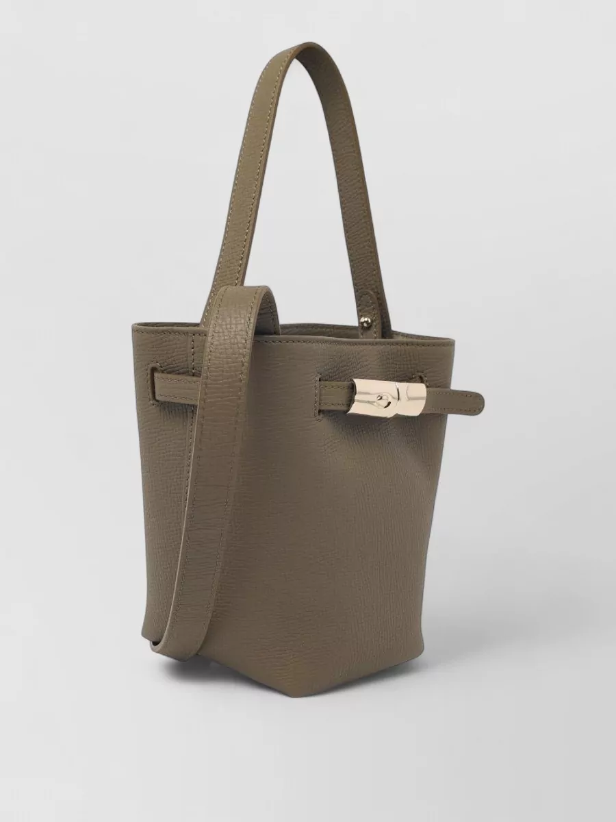 Longchamp Leather Bucket Tote Bag