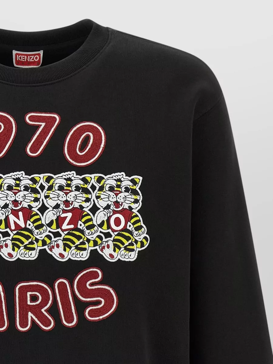 Kenzo Tiger Embroidery Crew Neck Sweatshirt