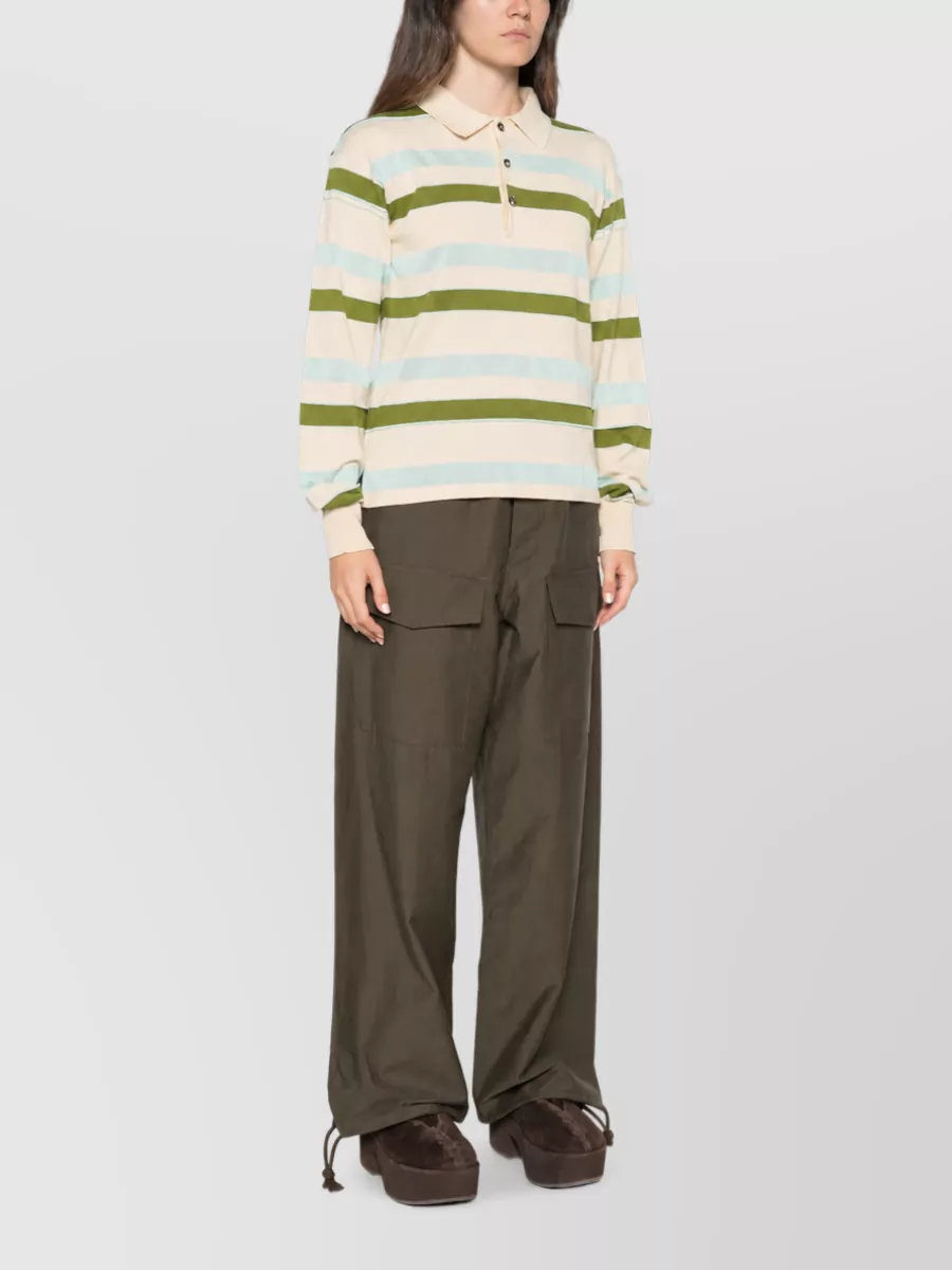 Jw Anderson Striped Long-Sleeve Polo Shirt