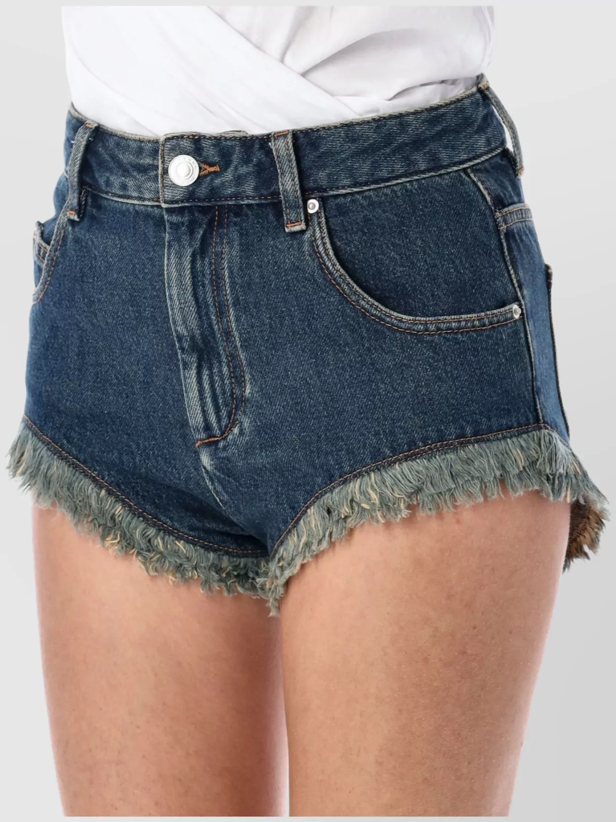 Isabel Marant Etoile Denim Shorts With Frayed Hem And Pockets