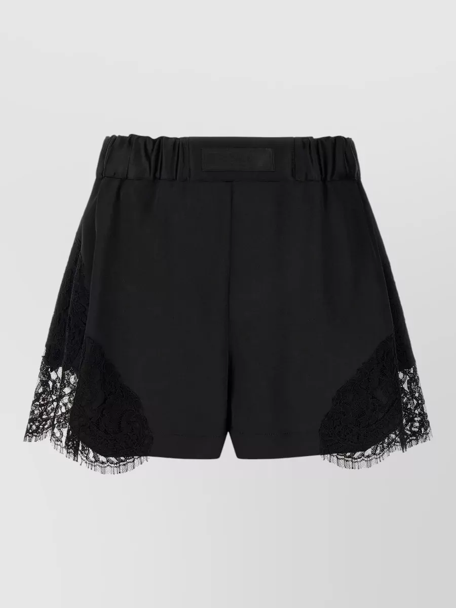 Versace High Waist Shorts Lace Panel Design In Black