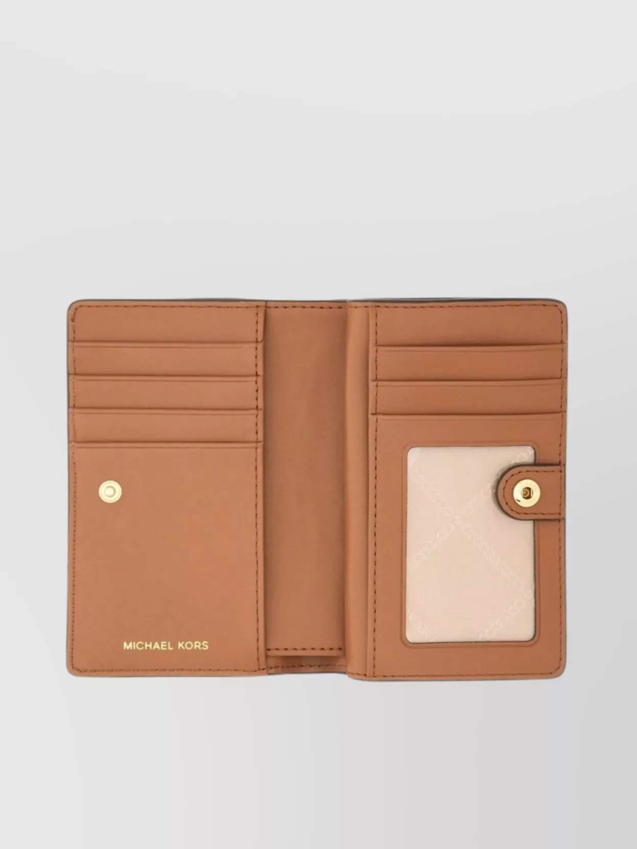 Michael Kors Textured Leather Fold-over Wallet In Brown