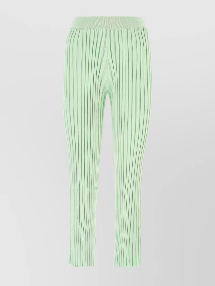 Shop Jil Sander Elastic Waistband Ribbed Viscose Trousers In Pastel