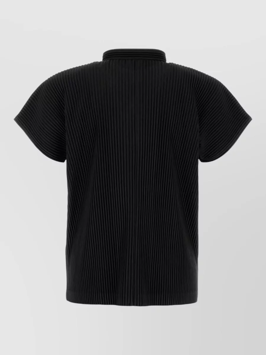 Homme Plisse Issey Miyake Pleated High-Neck Short-Sleeve T-Shirt