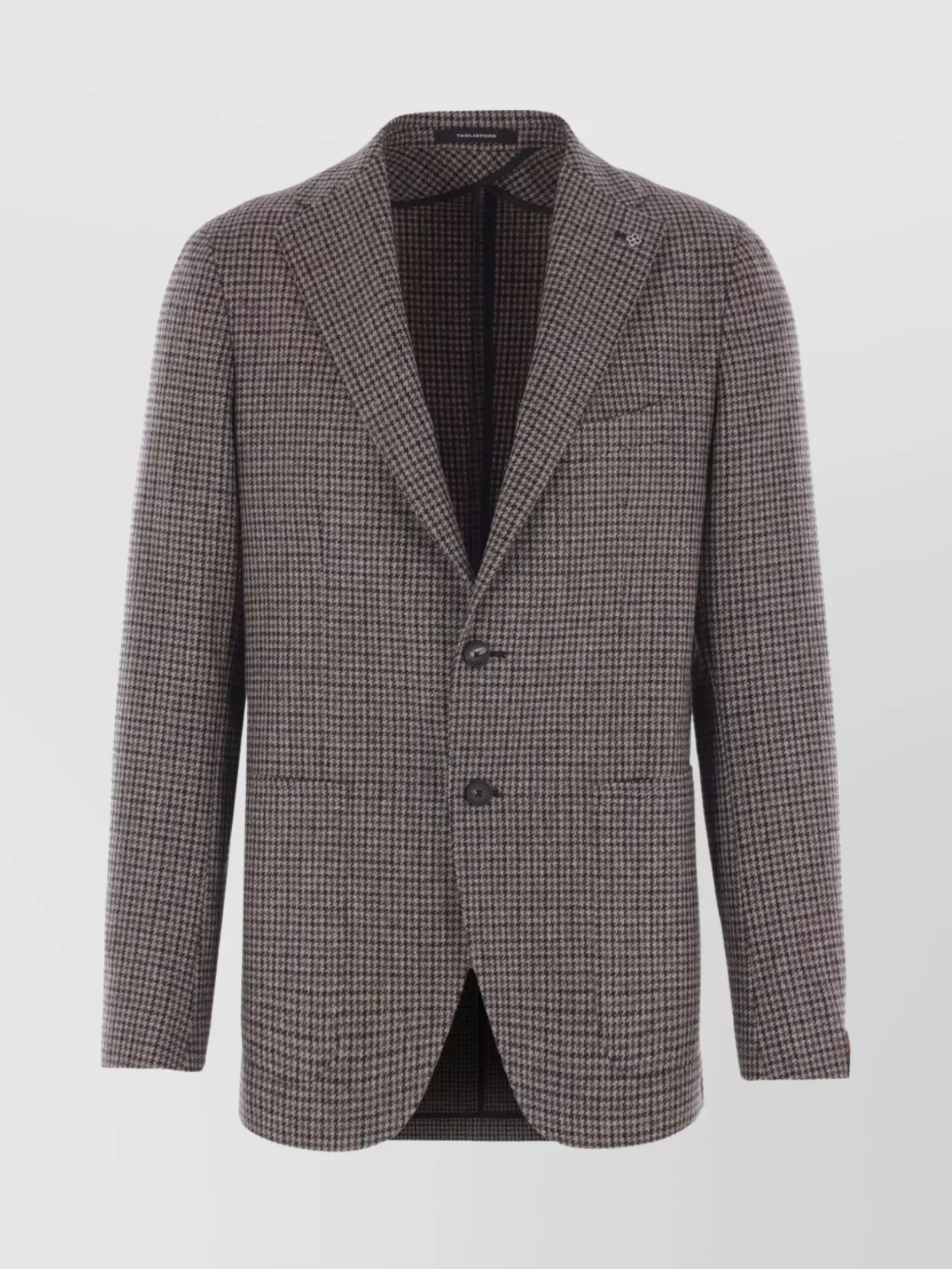 Tagliatore Classic Houndstooth Wool Blazer With Notched Lapels And Button Closure In Gray