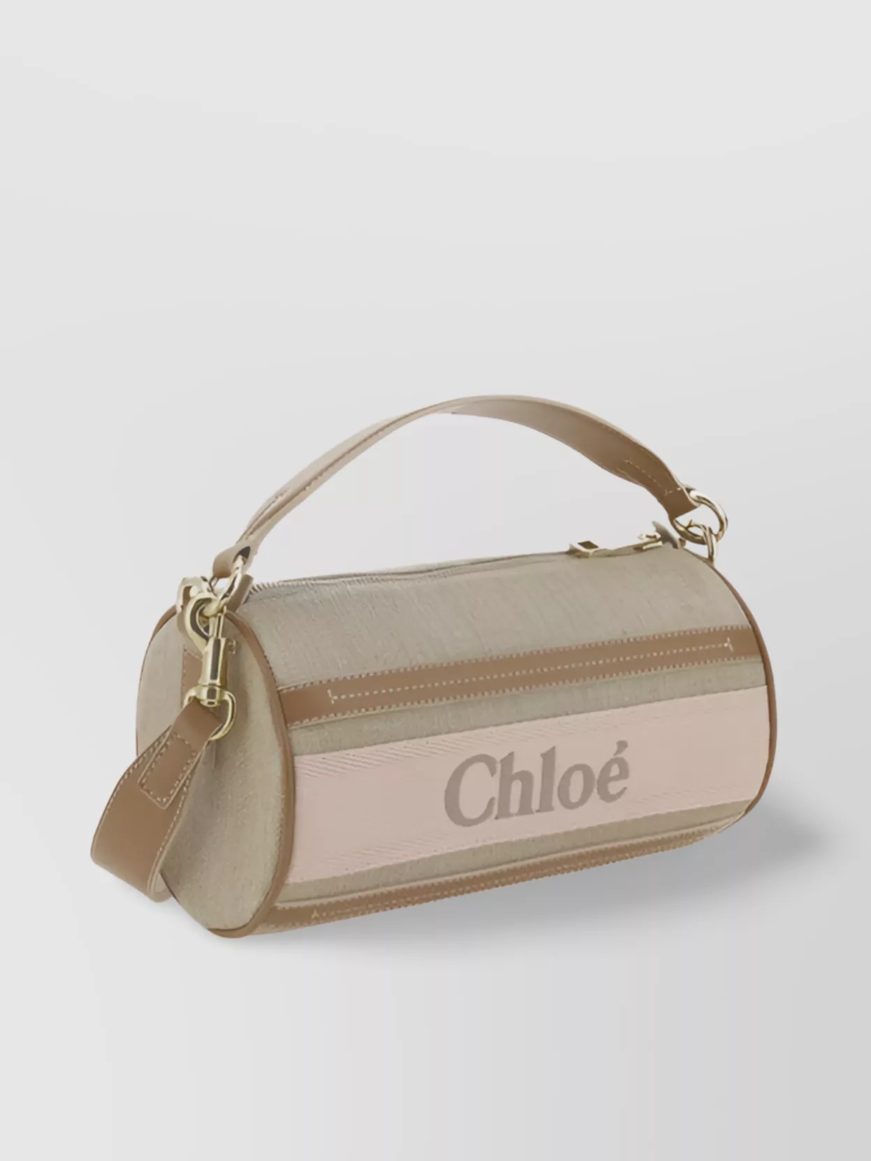 Chloé Round Leather Shoulder Bag With Gold Hardware In Neutral