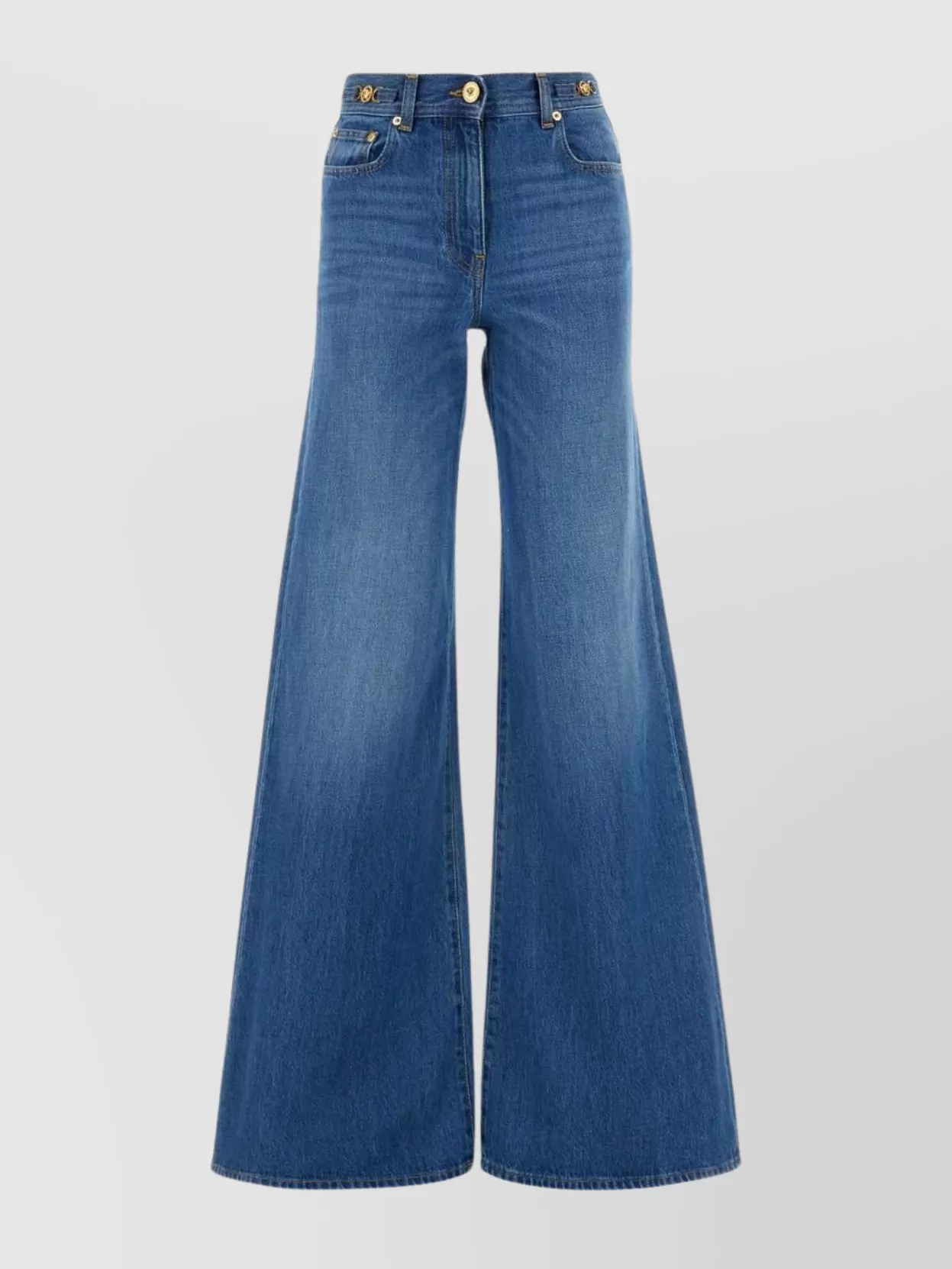 Shop Versace Faded Flare Denim Jeans