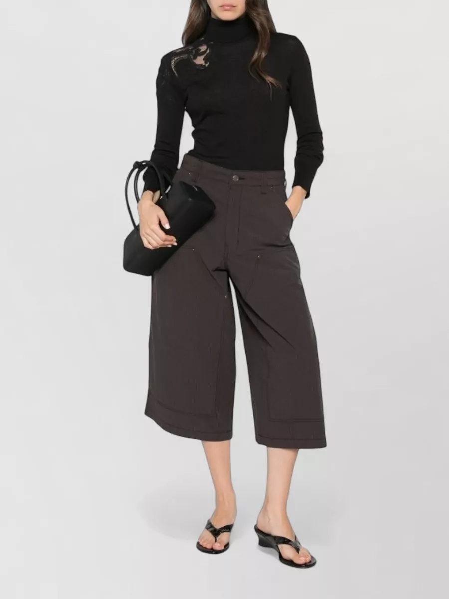 Ermanno Scervino wool fine-knit floral lace-paneled turtleneck sweater
