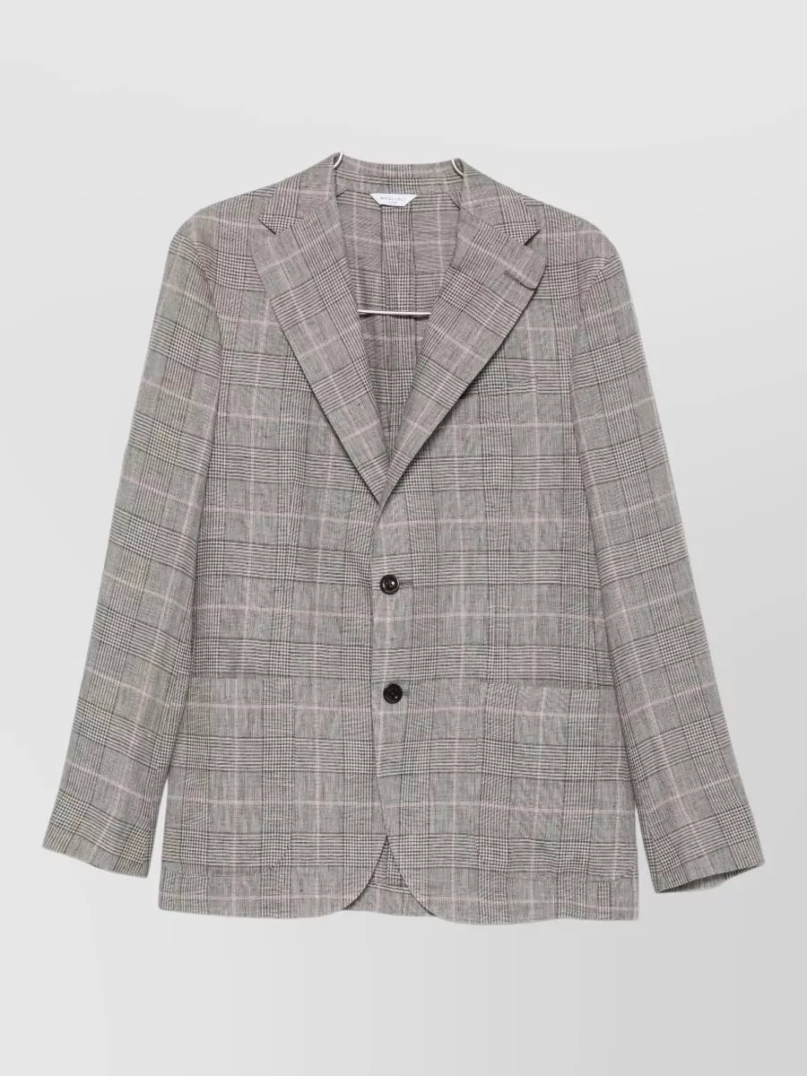 Boglioli linen checked double-breasted blazer