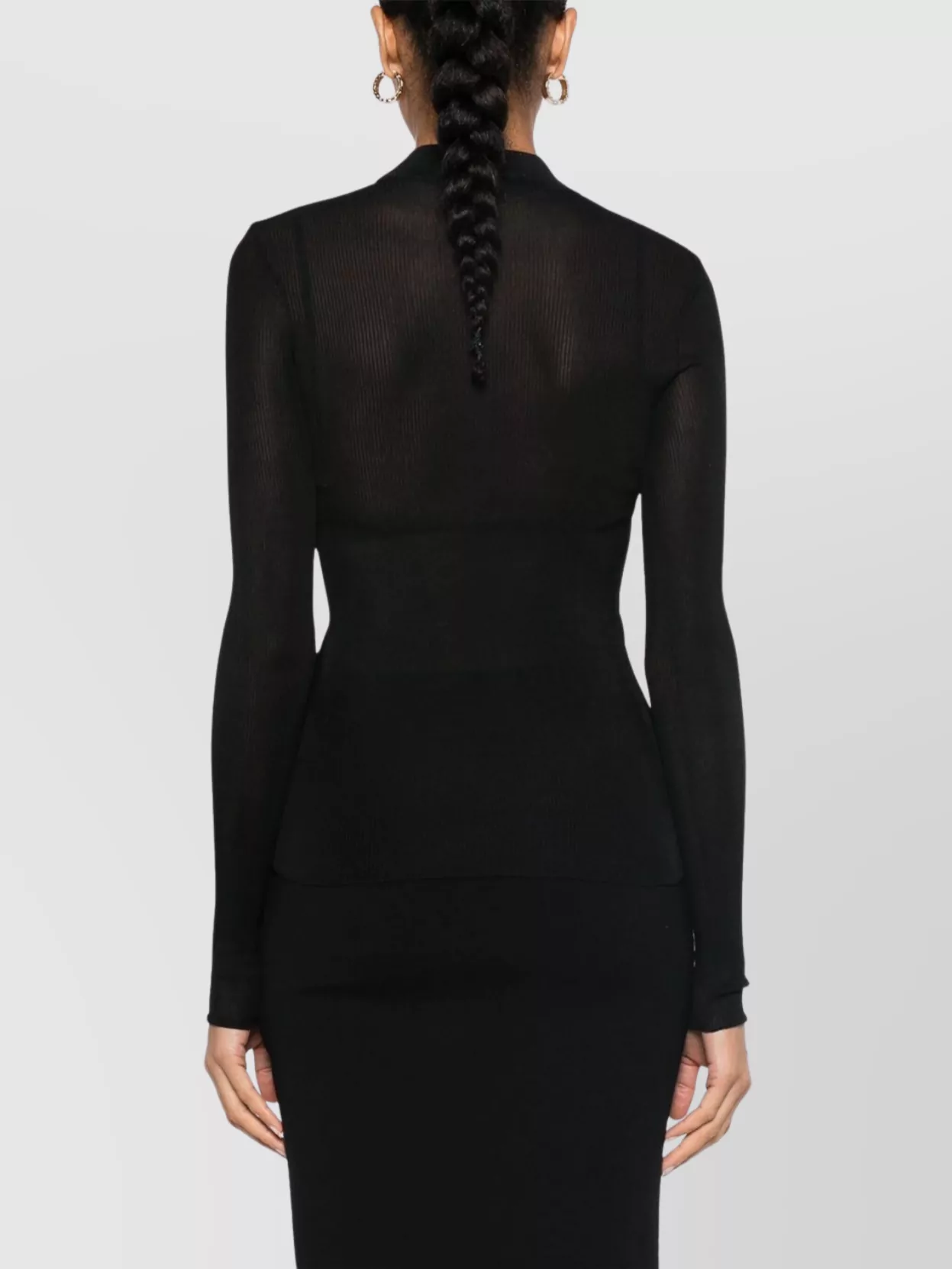 Saint Laurent Ribbed Sweater Cassandre In Silk In Black