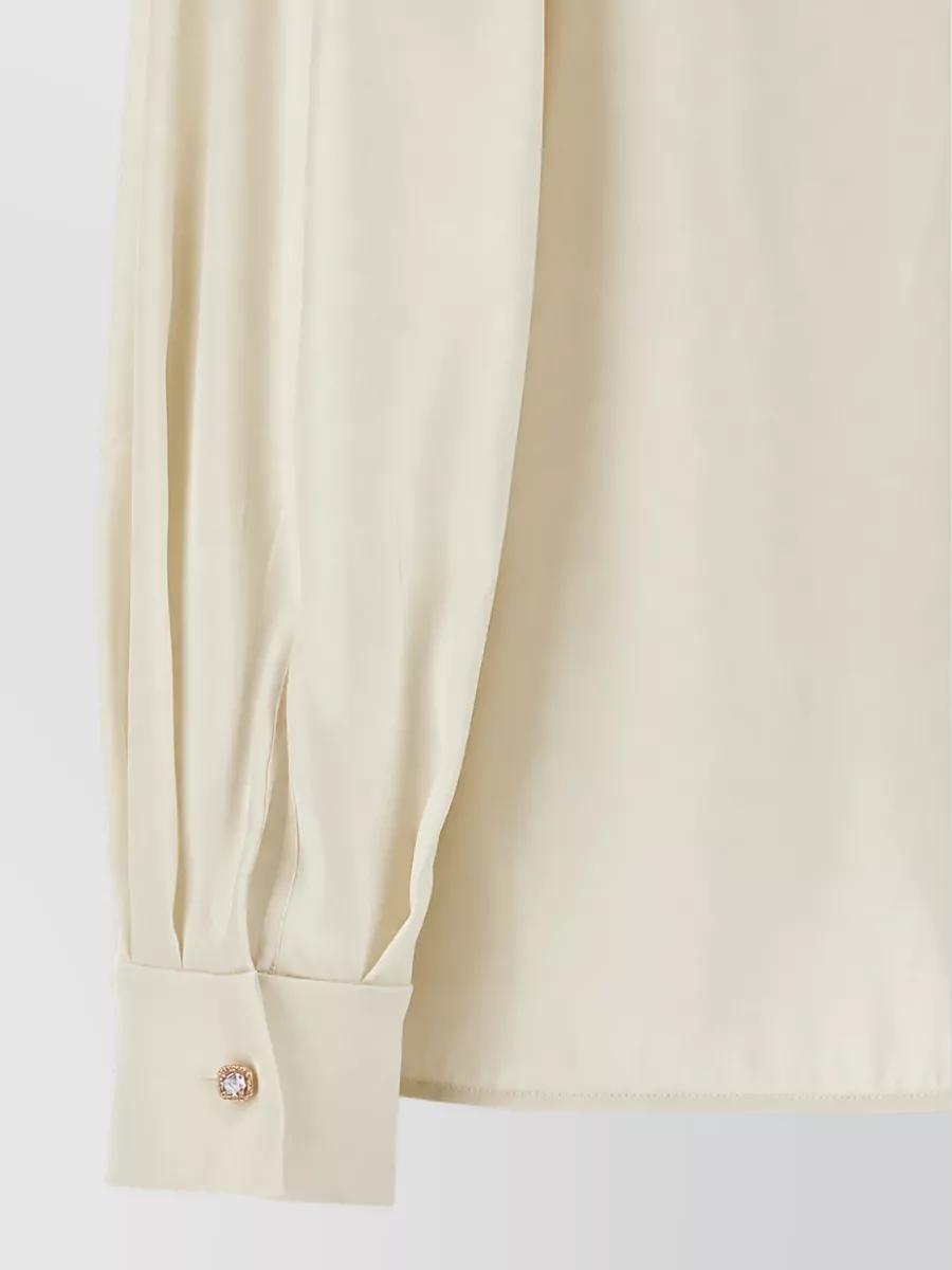 S Max Mara Silk Pleated Long-Sleeve Shirt