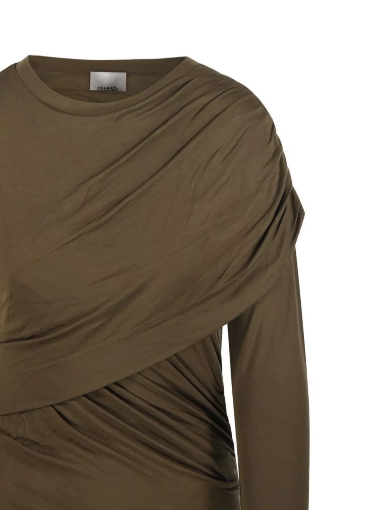 Isabel Marant Etoile Draped Long Sleeve Dress With Asymmetric Neckline