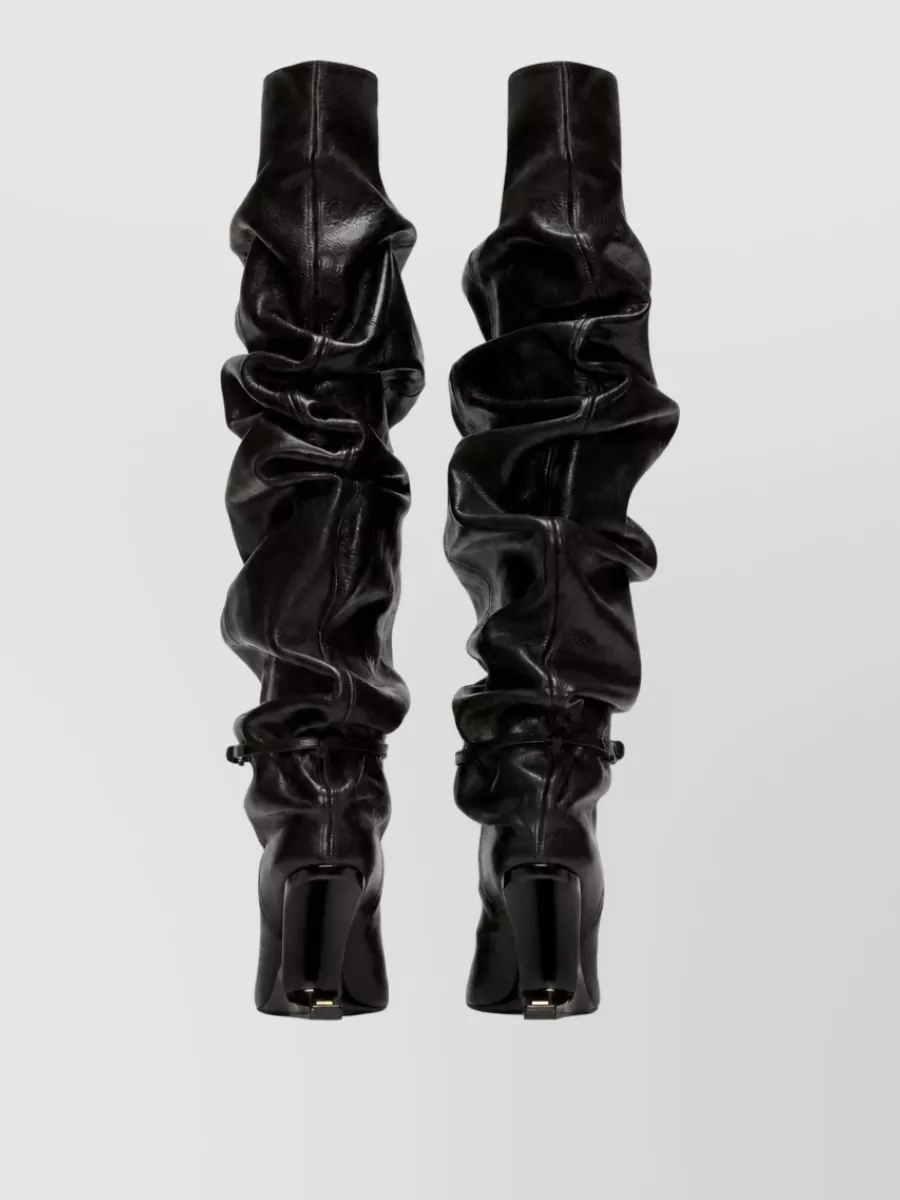 Balmain Textured Leather Thigh-High Boots