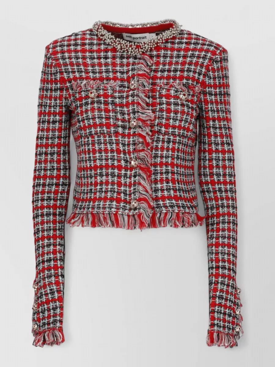 Self-Portrait Checked Long-Sleeve Blazer