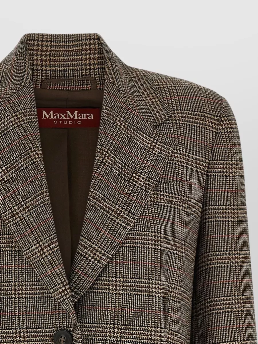 S Max Mara Wool Checked Single-Breasted Blazer