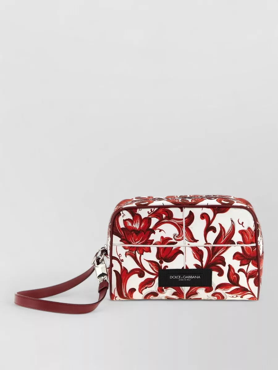 Dolce&Gabbana leather majolica-print clutch bag