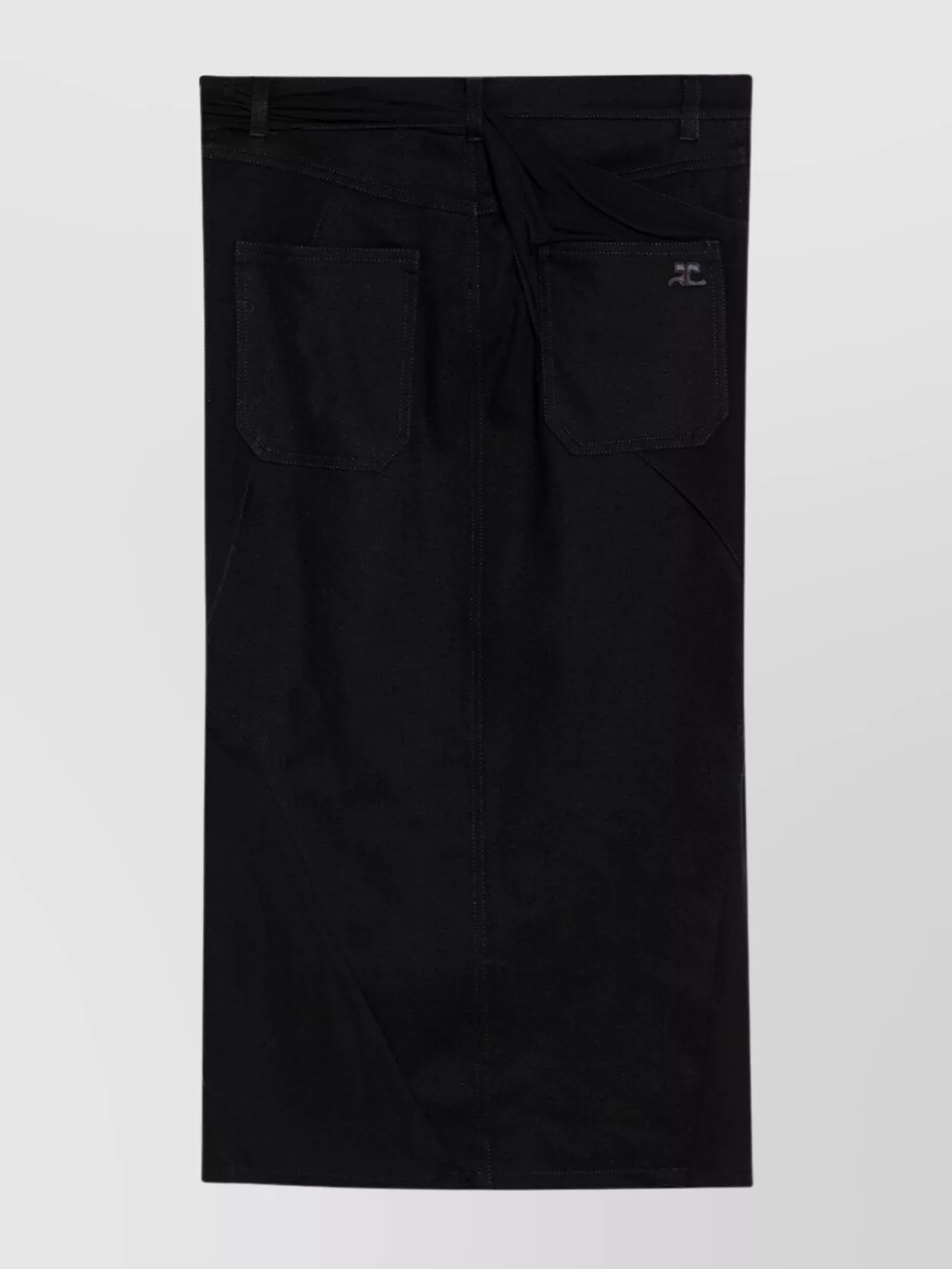 Courrèges Draped Wrap Detail Midi Skirt In Black