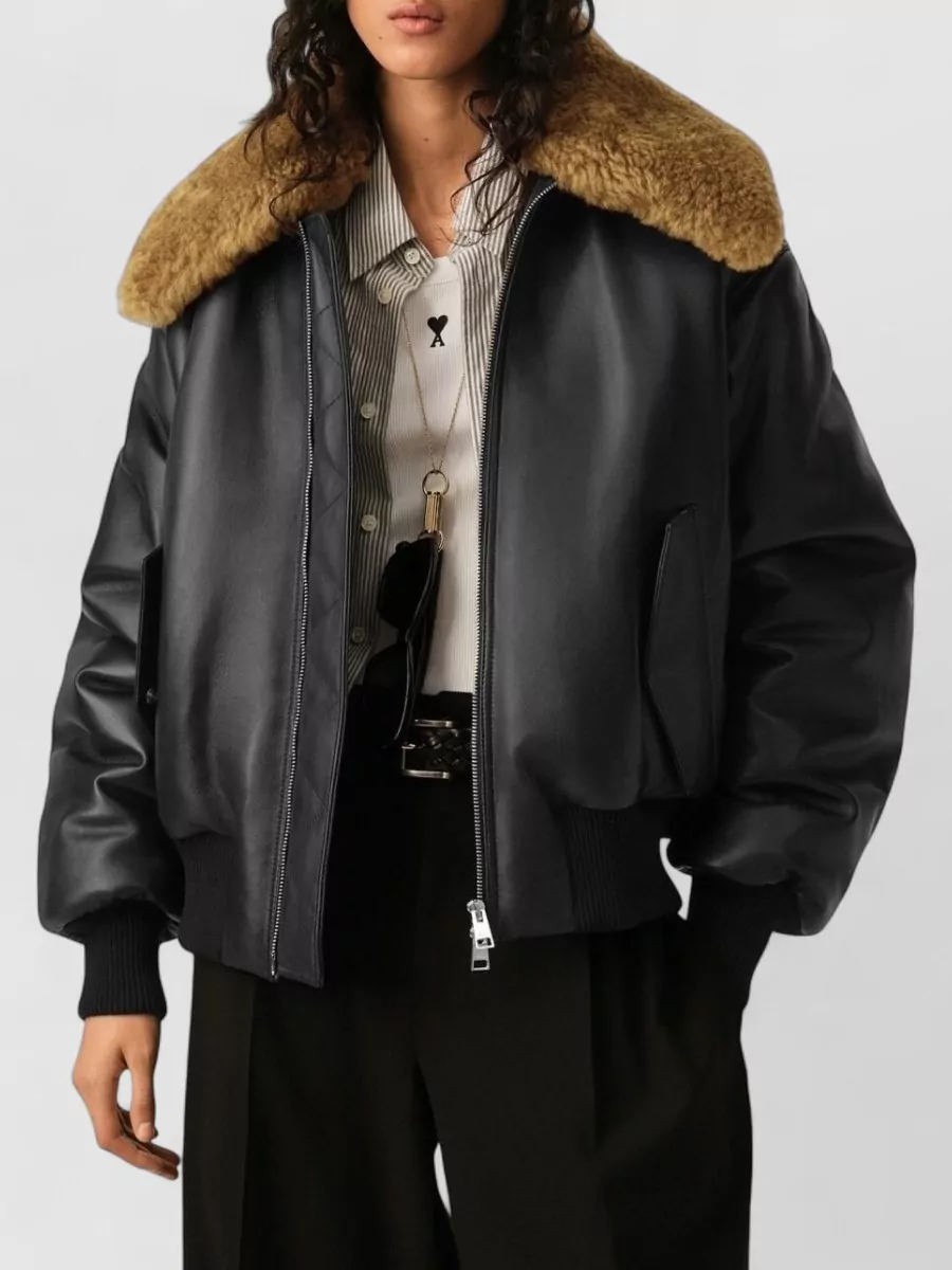 Ami Paris Leather Blazer