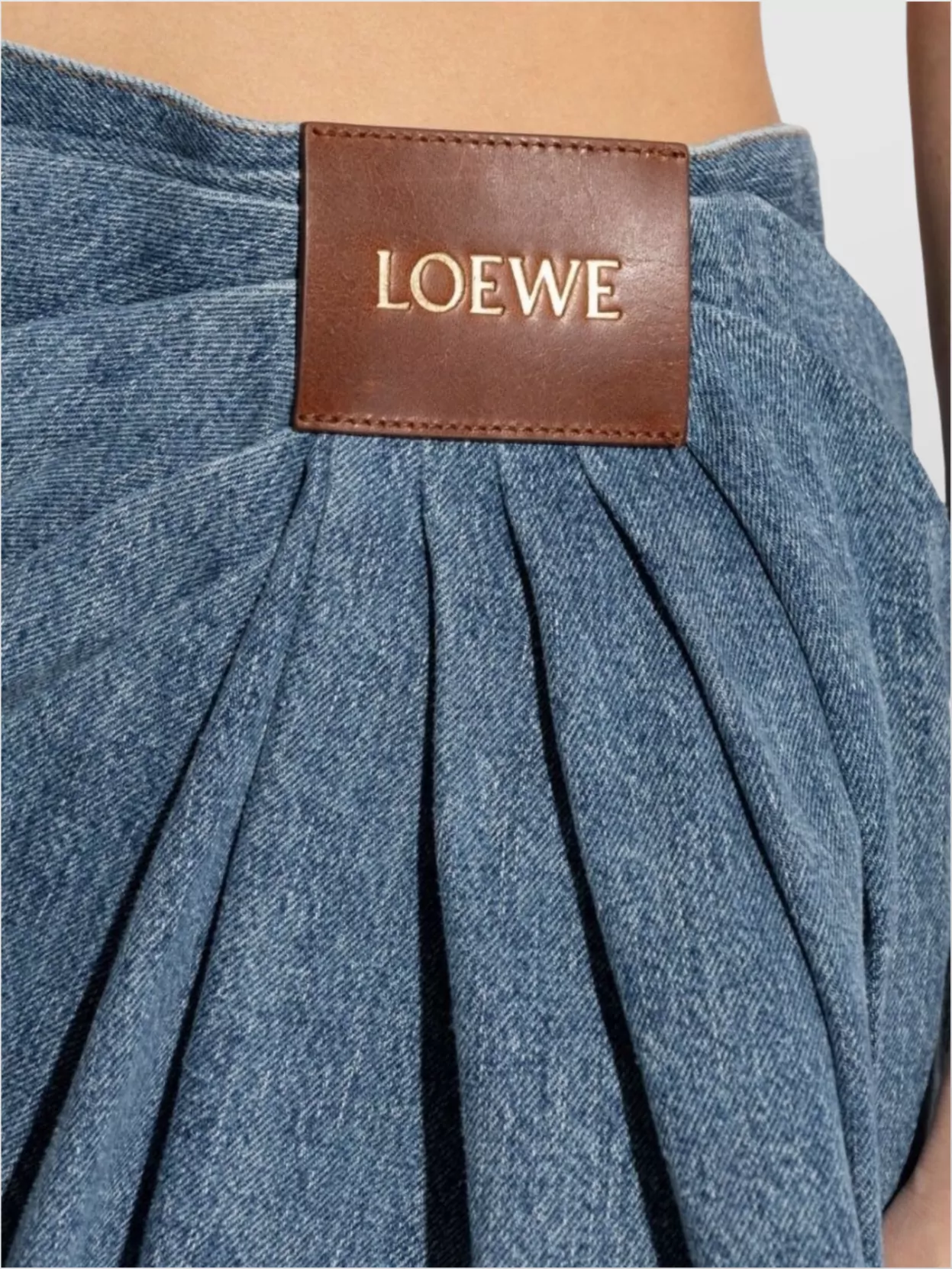 LOEWE DRAPING DETAIL DENIM SKIRT