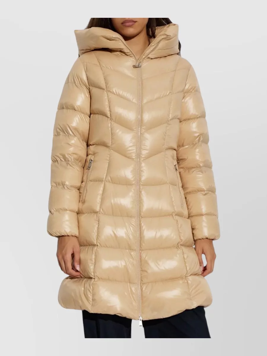 Moncler hooded slim-fit mid-length down parka coat