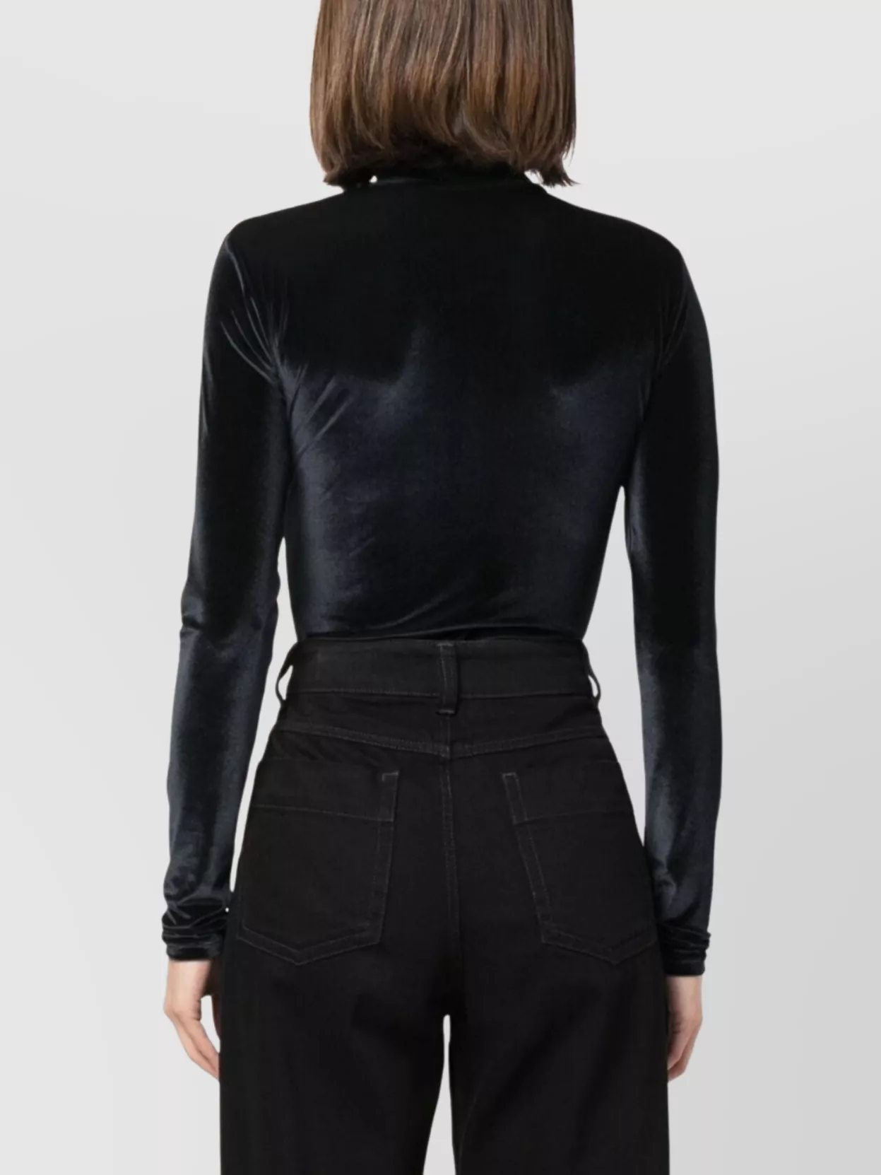 Filippa K Velvet Zip Fitted High Neck Body