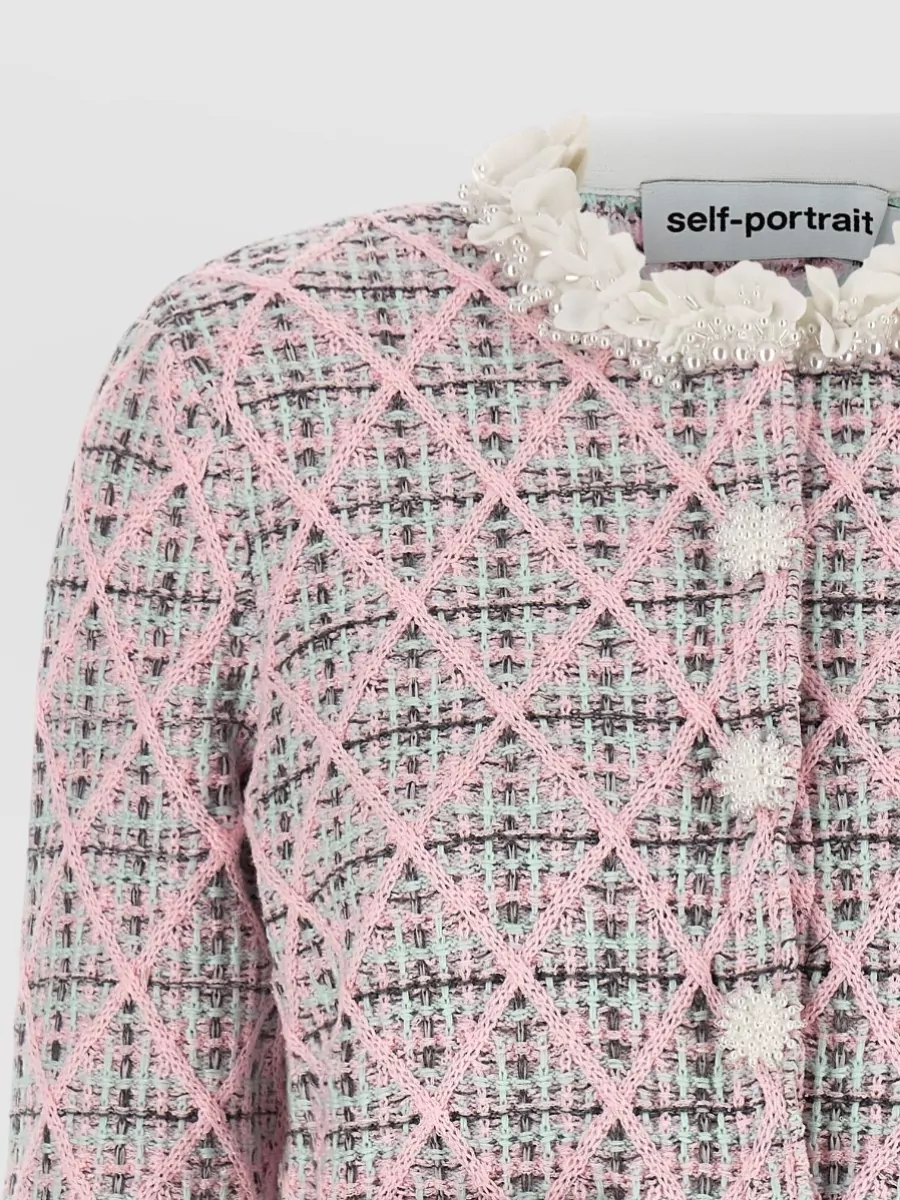 Self-Portrait Bouclé Cropped Cardigan