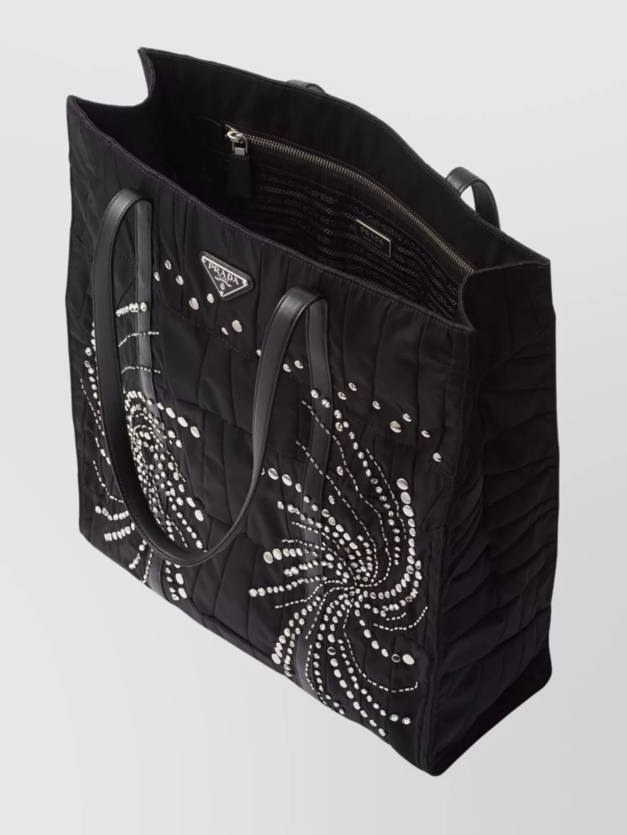 Prada Patch Embroidered Quilted Tote Bag