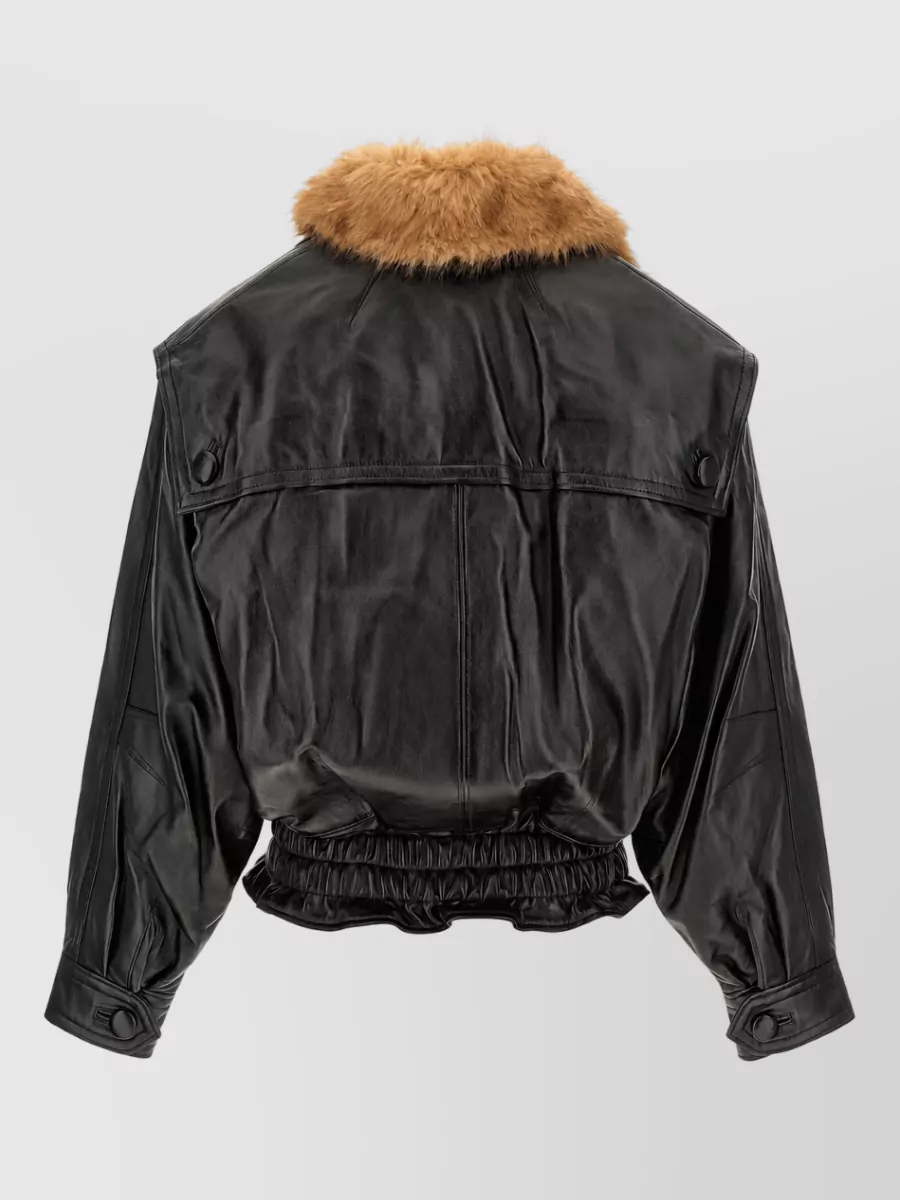 Isabel Marant Leather Oversized Double-Breasted Bomber Jacket