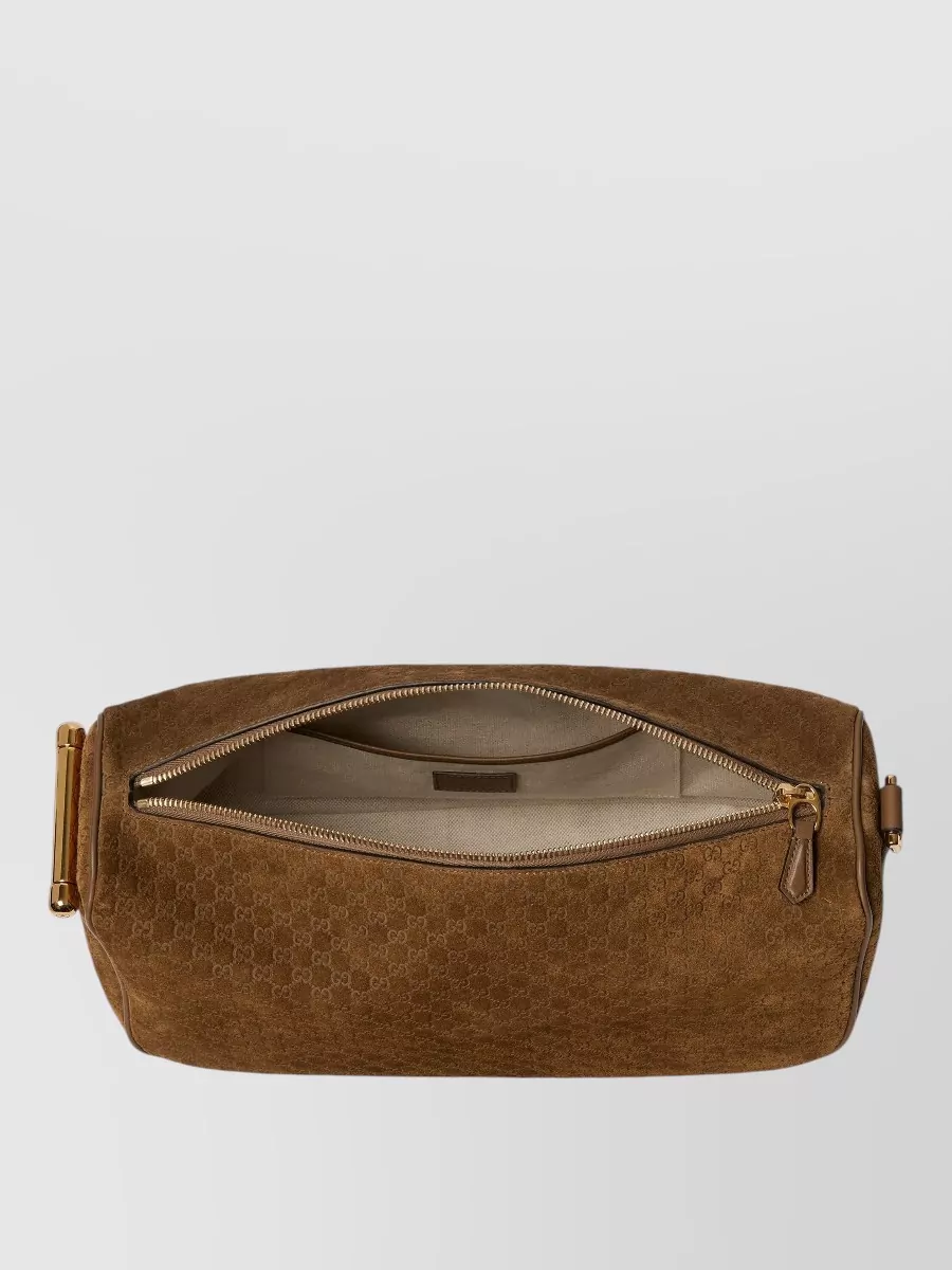 Gucci Half Horsebit Medium Suede Shoulder Bag