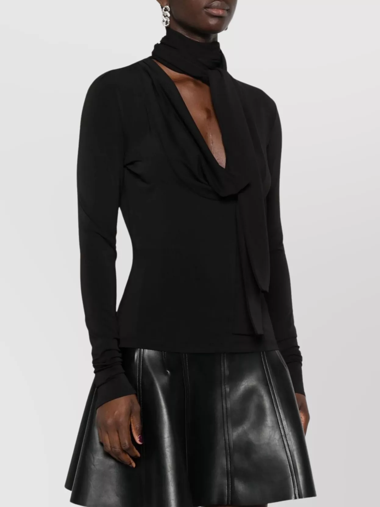 Blumarine Draped Jersey Crepe Top Scarf Detail
