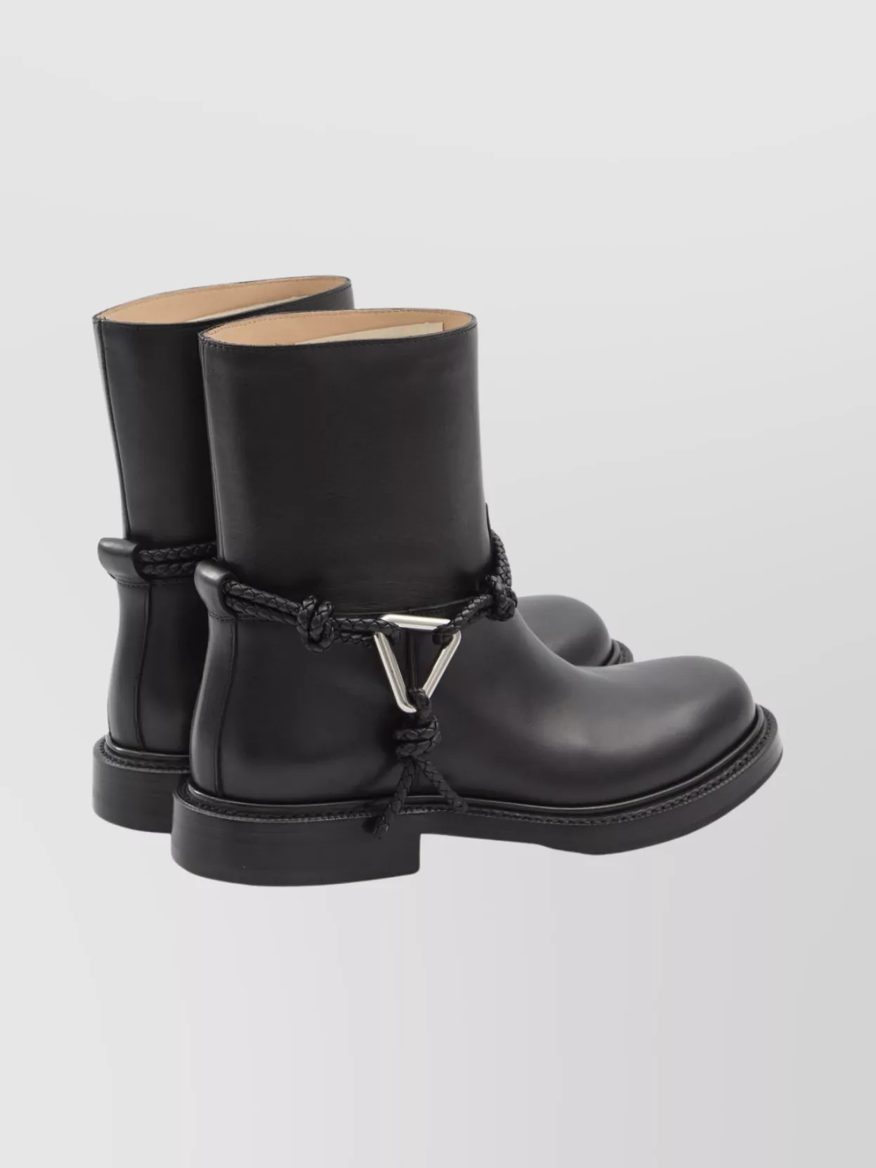 Bottega Veneta Round Toe Ankle Boots With Block Heel