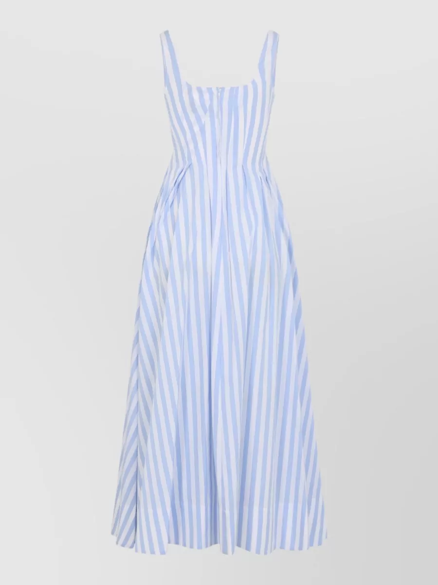 Sportmax Striped Cotton Sleeveless Square-Neck Maxi Dress