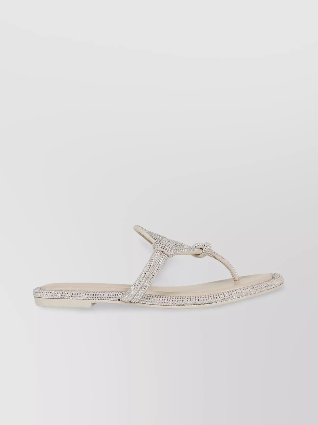Shop Tory Burch Embellished Knotted Thong Slides In White